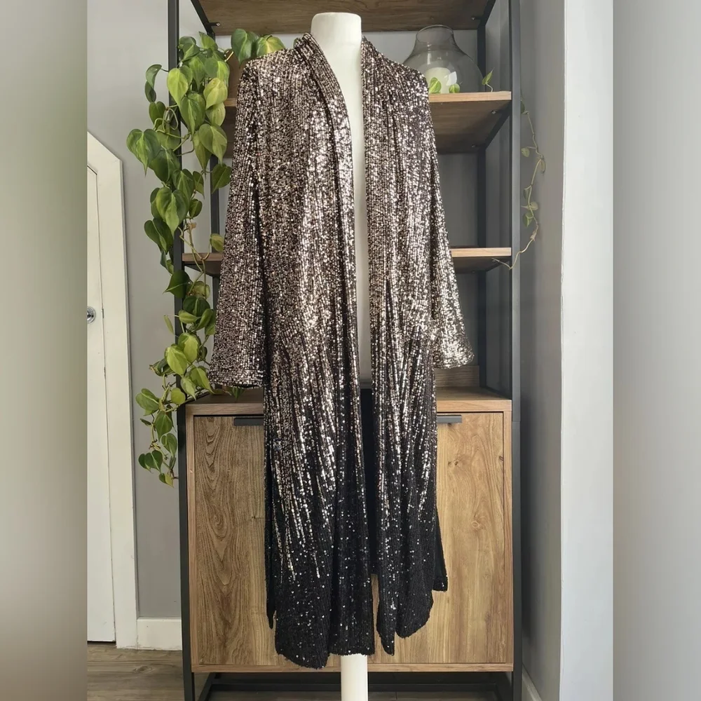 Dulcinea Sequined Duster Jacket in Rose Black Ombre - Picture 12 of 14